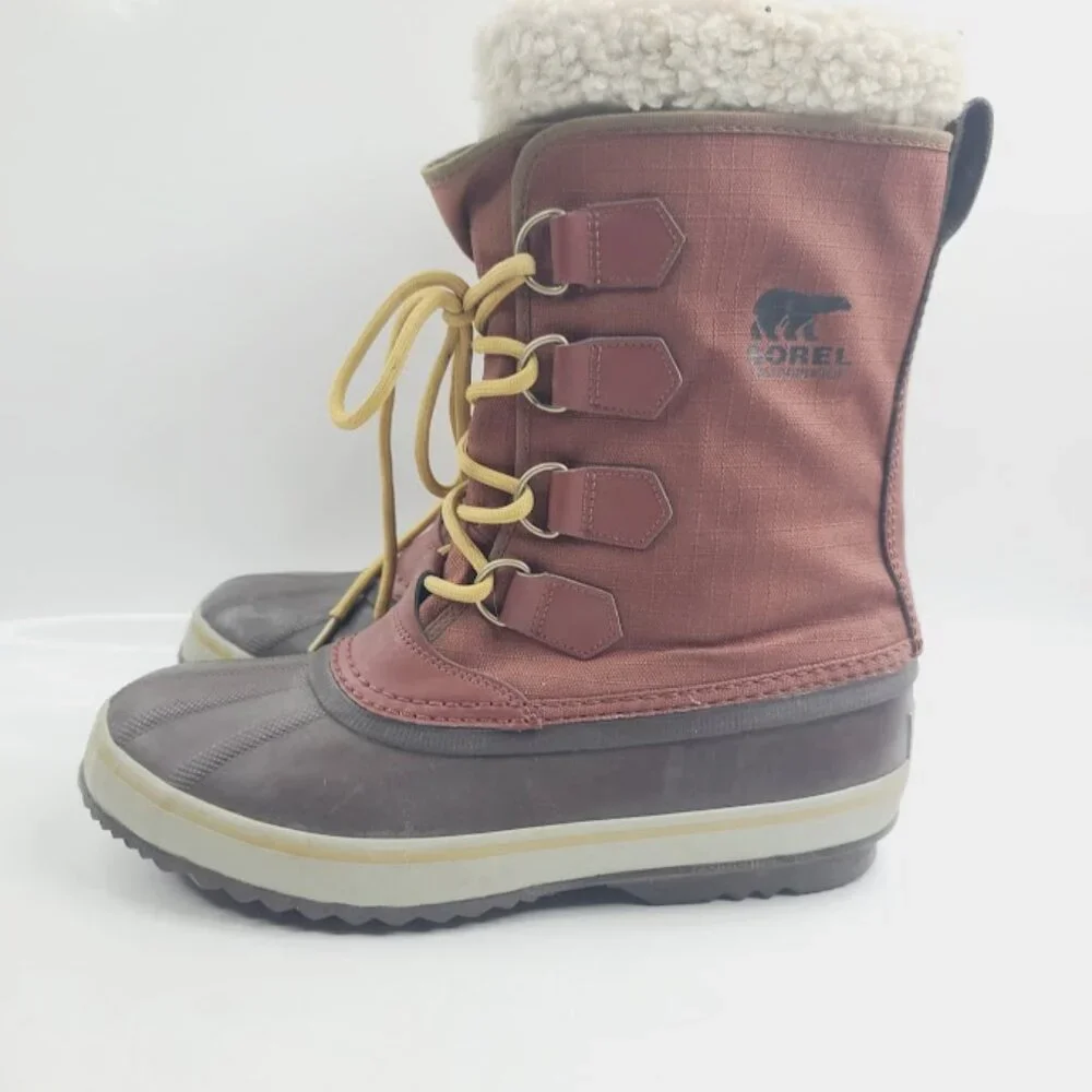 Sorel Men's Brown Black Cozy Carnival Fur Mid-Calf Winter Snow Boots Size 9